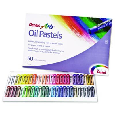 Oil Pastel Set With Carrying Case, 45 Assorted Colors, 0.38' Dia X 2.38", 50/Pack