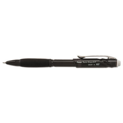 Twist-Erase Gt Pencils, 0.7 Mm, Hb (#2), Black Lead, Black Barrel