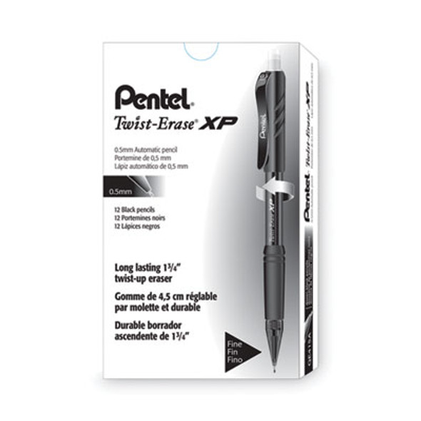 Twist-Erase Express Mechanical Pencil, 0.5 Mm, Hb (#2), Black Lead, Black Barrel, Dozen