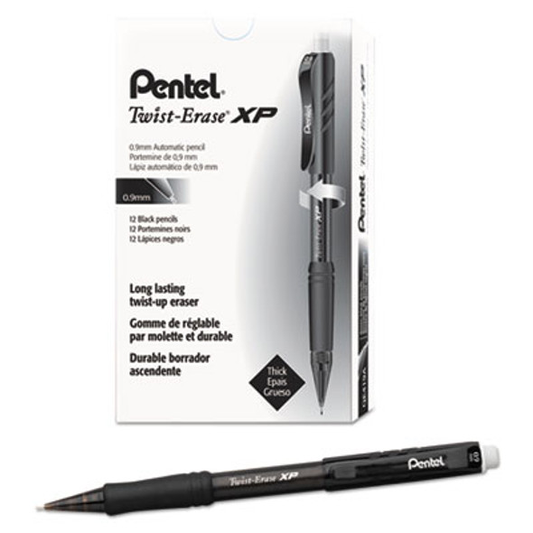 Twist-Erase Express Mechanical Pencil, 0.9 Mm, Hb (#2), Black Lead, Black Barrel, Dozen