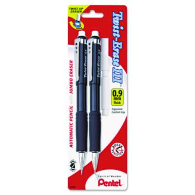 Twist-Erase Iii Mechanical Pencil, 0.9 Mm, Hb (#2), Black Lead, Assorted Barrel Colors, 2/Pack