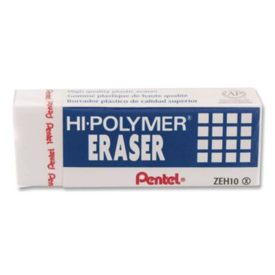 Hi-Polymer Eraser, For Pencil Marks, Rectangular Block, Medium, White, 3/Pack