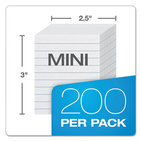 Ruled Mini Index Cards, 3 X 2.5, White, 200/Pack
