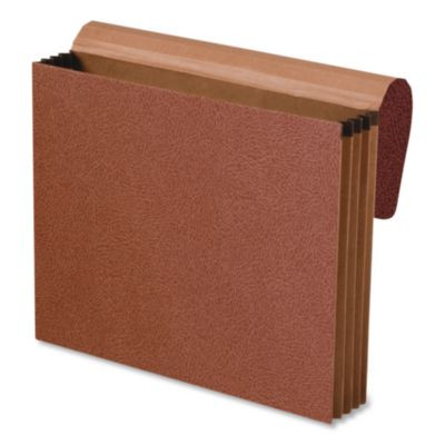 Standard Expanding Wallet With Fiber Gussets, 3.5" Expansion, 1 Section, Elastic Cord Closure, Letter Size, Red Fiber