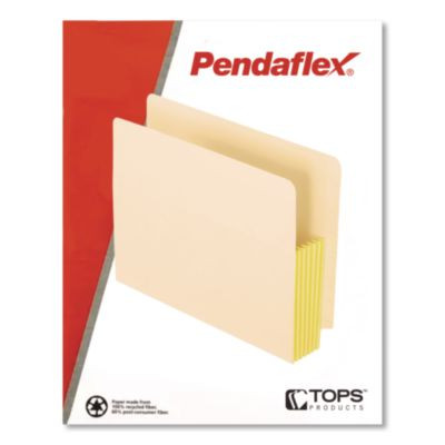 Manila Drop Front Shelf File Pockets With Rip-Proof-Tape Gusset Top, 5.25" Expansion, Letter Size, Manila, 10/Box