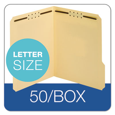 Top Tab Fastener Folder, 1/3-Cut Tab: Assorted, Expands 0.75", 2 Fasteners, Letter Size, Manila, 50/Box