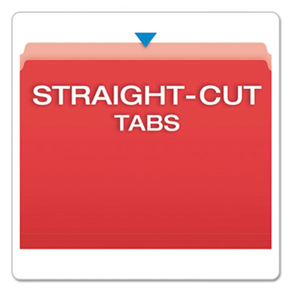 Colored File Folders, Straight Tabs, Letter Size, Red/Light Red, 100/Box