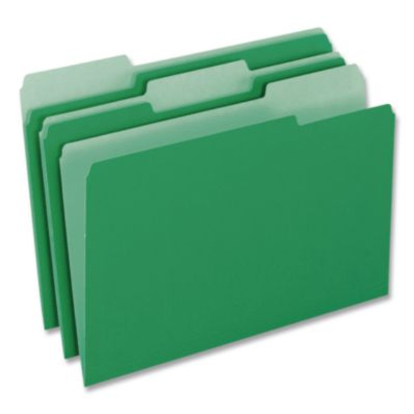 Colored File Folders, 1/3-Cut Tabs: Assorted, Legal Size, Green/Light Green, 100/Box