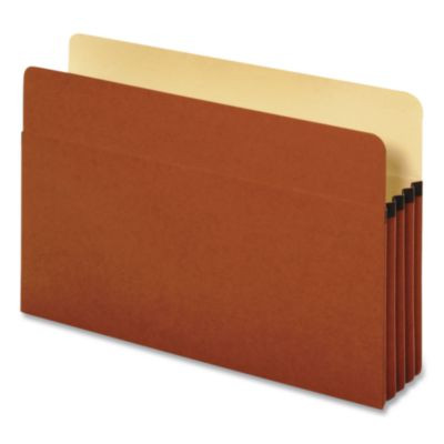 Smart Shield File Pocket, 5.25" Expansion, Letter Size, Red Fiber, 10/Box