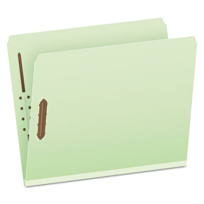 Heavy-Duty Pressboard Folders With Embossed Fasteners, Straight Tab, Expands 2", 2 Fasteners, Letter Size, Green, 25/Box