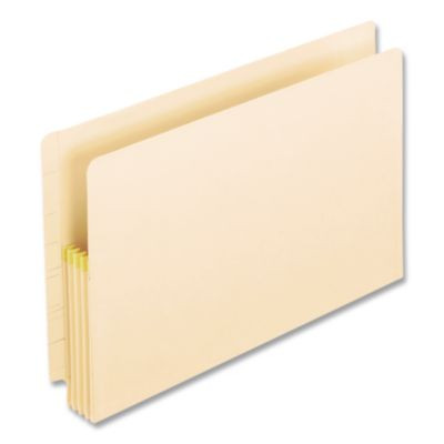 Manila Drop Front Shelf File Pockets With Rip-Proof-Tape Gusset Top, 5.25" Expansion, Legal Size, Manila, 10/Box