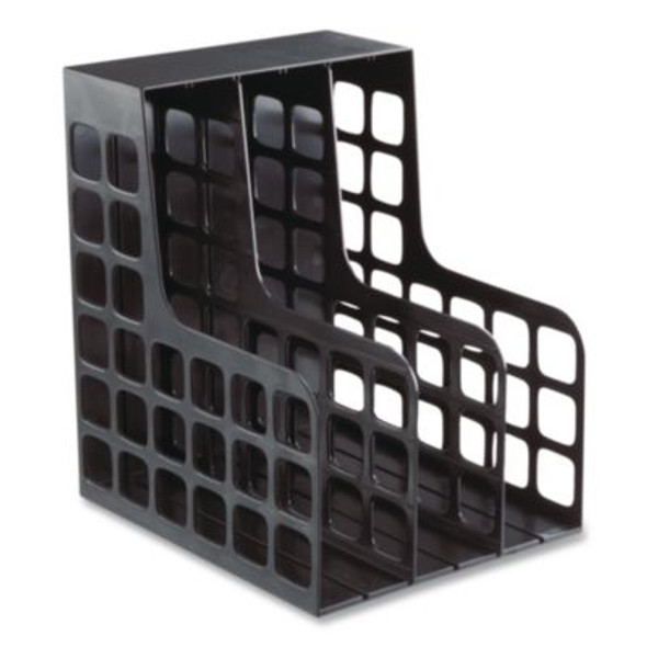 Plastic Magazine File, Two Snap-In Dividers, 9 x 10.63 x 12, Black