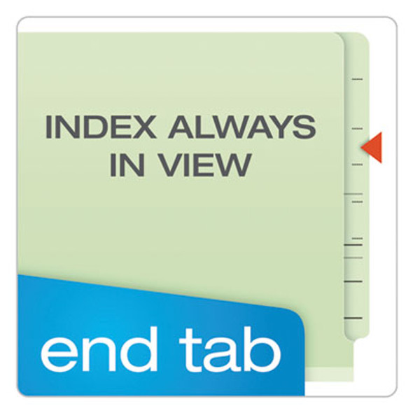 End Tab Classification Folders, Straight Tab, Expands 2.5", 2 Dividers, 6 Fasteners, Letter Size, Pale Green, 10/Box