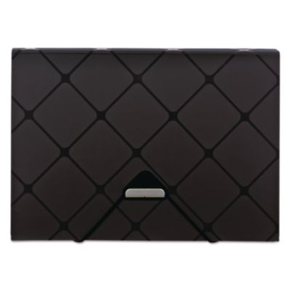 Poly Expanding File, 1.5" Expansion, 13 Sections, Cord/Hook Closure, 1/12-Cut Tabs, Letter Size, Black