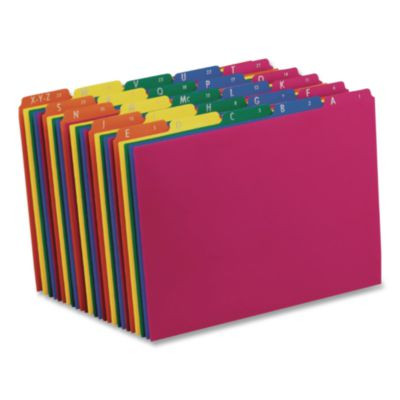Poly Top Tab File Guides, 1/5-Cut Top Tab, A To Z, 8.5 X 11, Assorted Colors, 25/Set