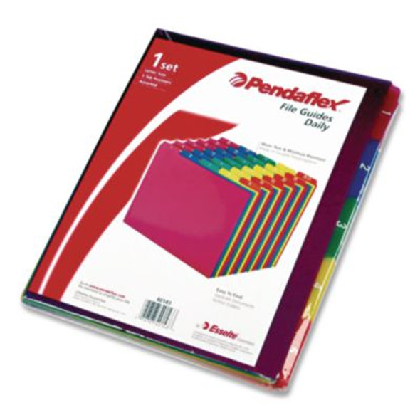 Poly Top Tab File Guides, 1/5-Cut Top Tab, 1 To 30-31, 8.5 X 11, Assorted Colors, 31/Set