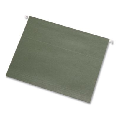 Reinforced Hanging File Folders, Letter Size, Straight Tabs, Standard Green, 25/Box