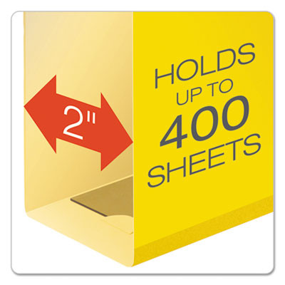 Extra Capacity Reinforced Hanging File Folders With Box Bottom, 2" Capacity, Letter Size, 1/5-Cut Tabs, Yellow, 25/Box
