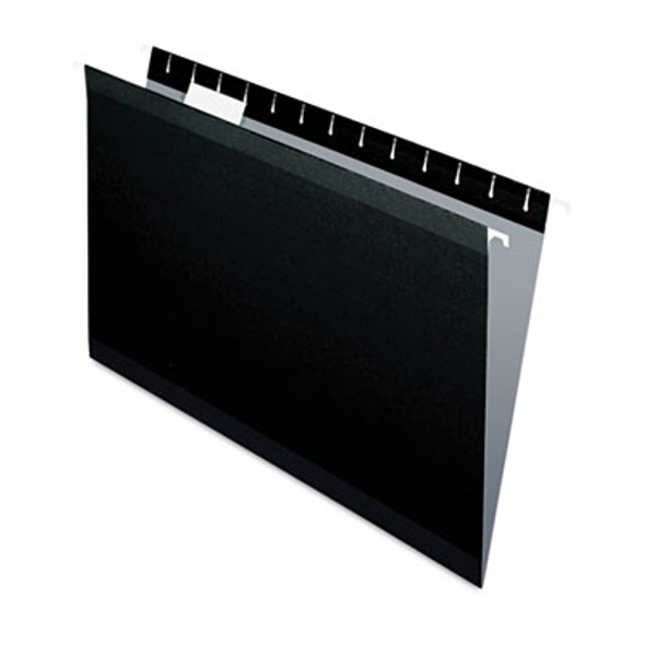 Colored Reinforced Hanging Folders, Legal Size, 1/5-Cut Tabs, Black, 25/Box
