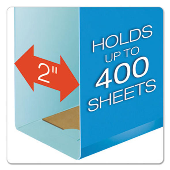 Extra Capacity Reinforced Hanging File Folders With Box Bottom, 2" Capacity, Legal Size, 1/5-Cut Tabs, Blue, 25/Box