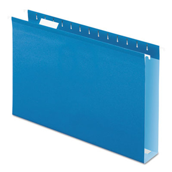 Extra Capacity Reinforced Hanging File Folders With Box Bottom, 2" Capacity, Legal Size, 1/5-Cut Tabs, Blue, 25/Box