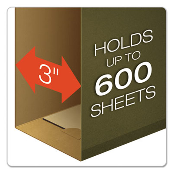 Extra Capacity Reinforced Hanging File Folders With Box Bottom, 3" Capacity, Legal Size, 1/5-Cut Tabs, Green, 25/Box