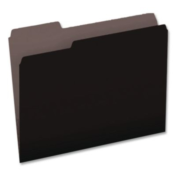 Interior File Folders, 1/3-Cut Tabs: Assorted, Letter Size, Black/Gray, 100/Box