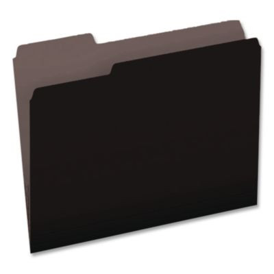 Interior File Folders, 1/3-Cut Tabs: Assorted, Letter Size, Black/Gray, 100/Box