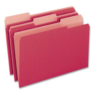 Interior File Folders, 1/3-Cut Tabs: Assorted, Letter Size, Burgundy, 100/Box