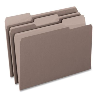 Interior File Folders, 1/3-Cut Tabs: Assorted, Letter Size, Gray, 100/Box