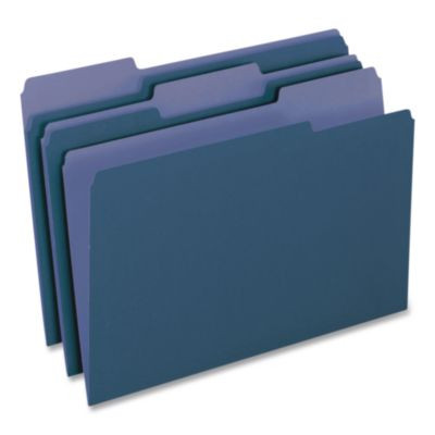 Interior File Folders, 1/3-Cut Tabs: Assorted, Letter Size, Navy Blue, 100/Box