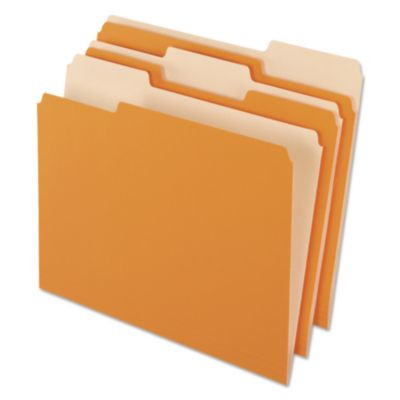 Interior File Folders, 1/3-Cut Tabs: Assorted, Letter Size, Orange, 100/Box