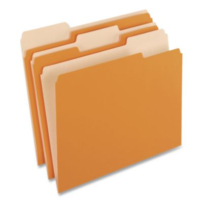 Interior File Folders, 1/3-Cut Tabs: Assorted, Letter Size, Orange, 100/Box