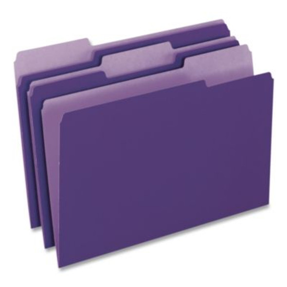 Interior File Folders, 1/3-Cut Tabs: Assorted, Letter Size, Violet, 100/Box