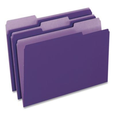 Interior File Folders, 1/3-Cut Tabs: Assorted, Letter Size, Violet, 100/Box