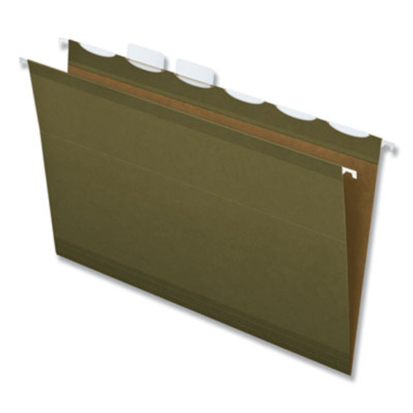 Ready-Tab Reinforced Hanging File Folders, Legal Size, 1/6-Cut Tabs, Standard Green, 25/Box