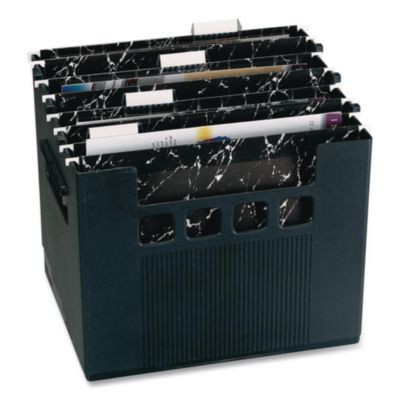 Portable Desktop File With Hanging Folders, Letter Size, 10" Long, Black