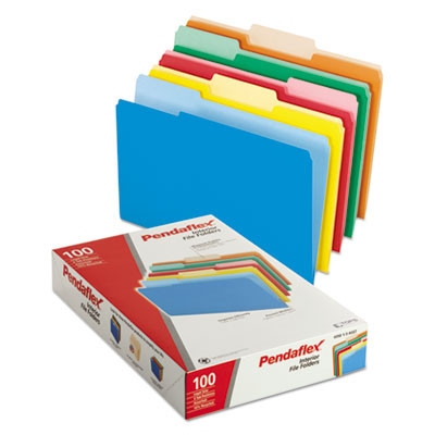 Interior File Folders, 1/3-Cut Tabs: Assorted, Legal Size, Assorted Colors, 100/Box