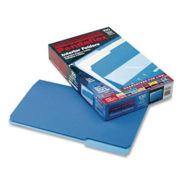 Interior File Folders, 1/3-Cut Tabs: Assorted, Legal Size, Blue, 100/Box