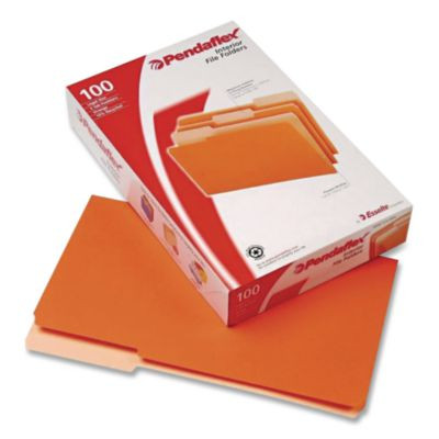 Interior File Folders, 1/3-Cut Tabs: Assorted, Legal Size, Orange, 100/Box