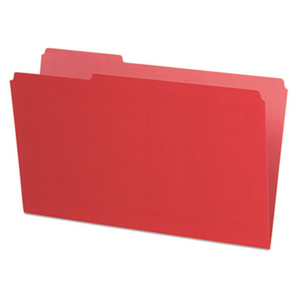 Interior File Folders, 1/3-Cut Tabs: Assorted, Legal Size, Red, 100/Box