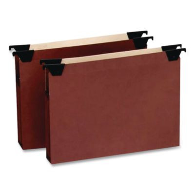 Premium Expanding Hanging File Pockets With Swing Hooks And Dividers, 3 Dividers With 1/3-Cut Tabs, Letter Size, Brown, 5/Box