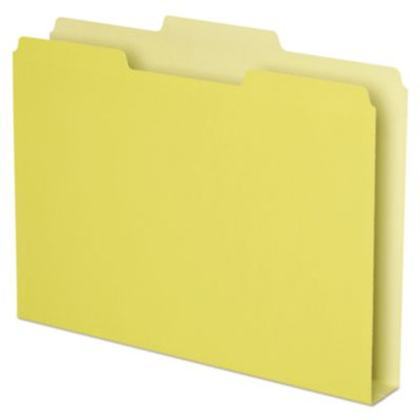 Double Stuff File Folders, 1/3-Cut Tabs: Assorted, Letter Size, 1.5" Expansion, Yellow, 50/Pack
