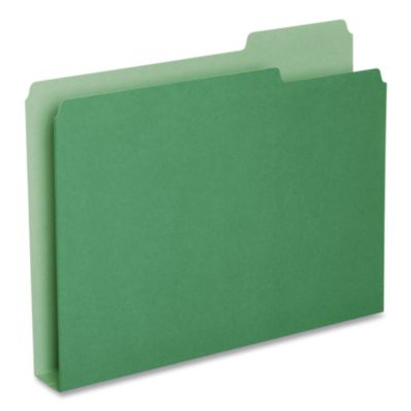 Double Stuff File Folders, 1/3-Cut Tabs: Assorted, Letter Size, 1.5" Expansion, Green, 50/Pack