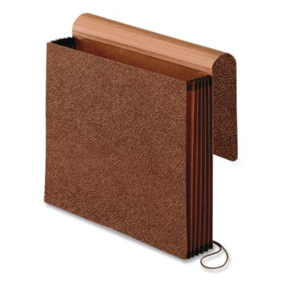 Premium Reinforced Expanding Wallet, 5.25" Expansion, 1 Section, Elastic Cord Closure, Legal Size, Red Fiber