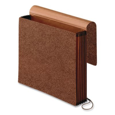 Premium Reinforced Expanding Wallet, 5.25" Expansion, 1 Section, Elastic Cord Closure, Letter Size, Red Fiber