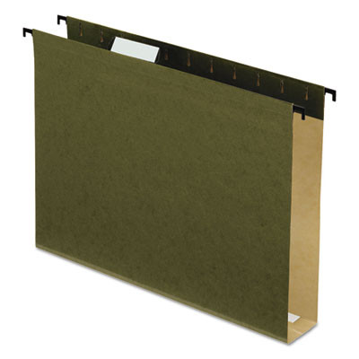 Extra-Capacity Surehook Hanging Folders, 2" Capacity, Letter Size, 1/5-Cut Tabs, Standard Green, 20/Box