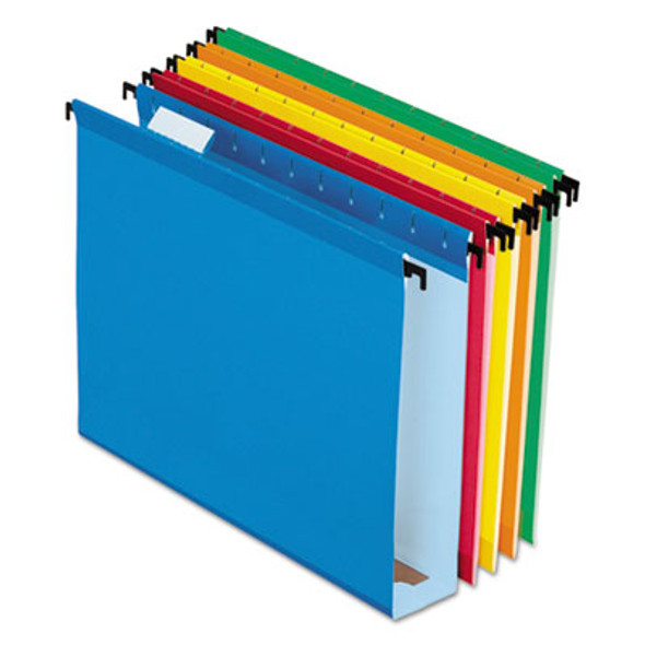 Extra-Capacity Surehook Hanging Folders, 2" Capacity, Letter Size, 1/5-Cut Tabs, Assorted Colors, 20/Box