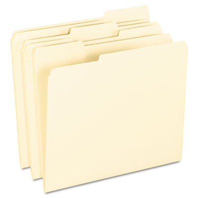 Smartshield Top Tab File Folders, 1/3-Cut Tabs: Assorted, Letter Size, Manila, 100/Box