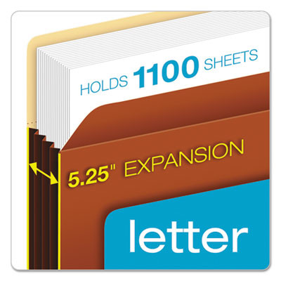 File Pocket With Tyvek, 5.25" Expansion, Letter Size, Redrope, 10/Box